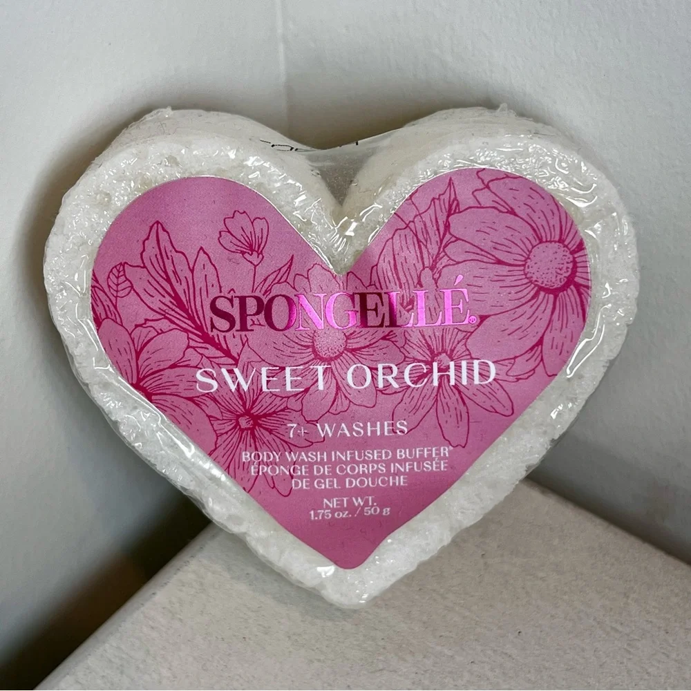 SPONGELLE Body Wash Buffer Bath Sponge Gift Heart Sweet Orchid Multi Use NWT